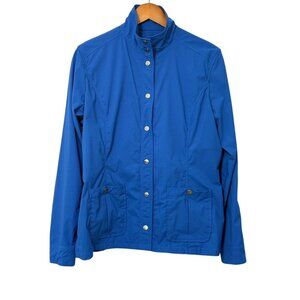 Anatomie Womens Jane Travel Jacket Royal Blue Snap Front Pockets Stretch Size XL